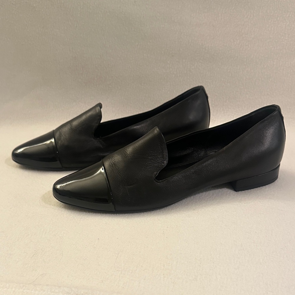 AGL Glossy Toe Black Leather Loafers - Picture 3 of 5